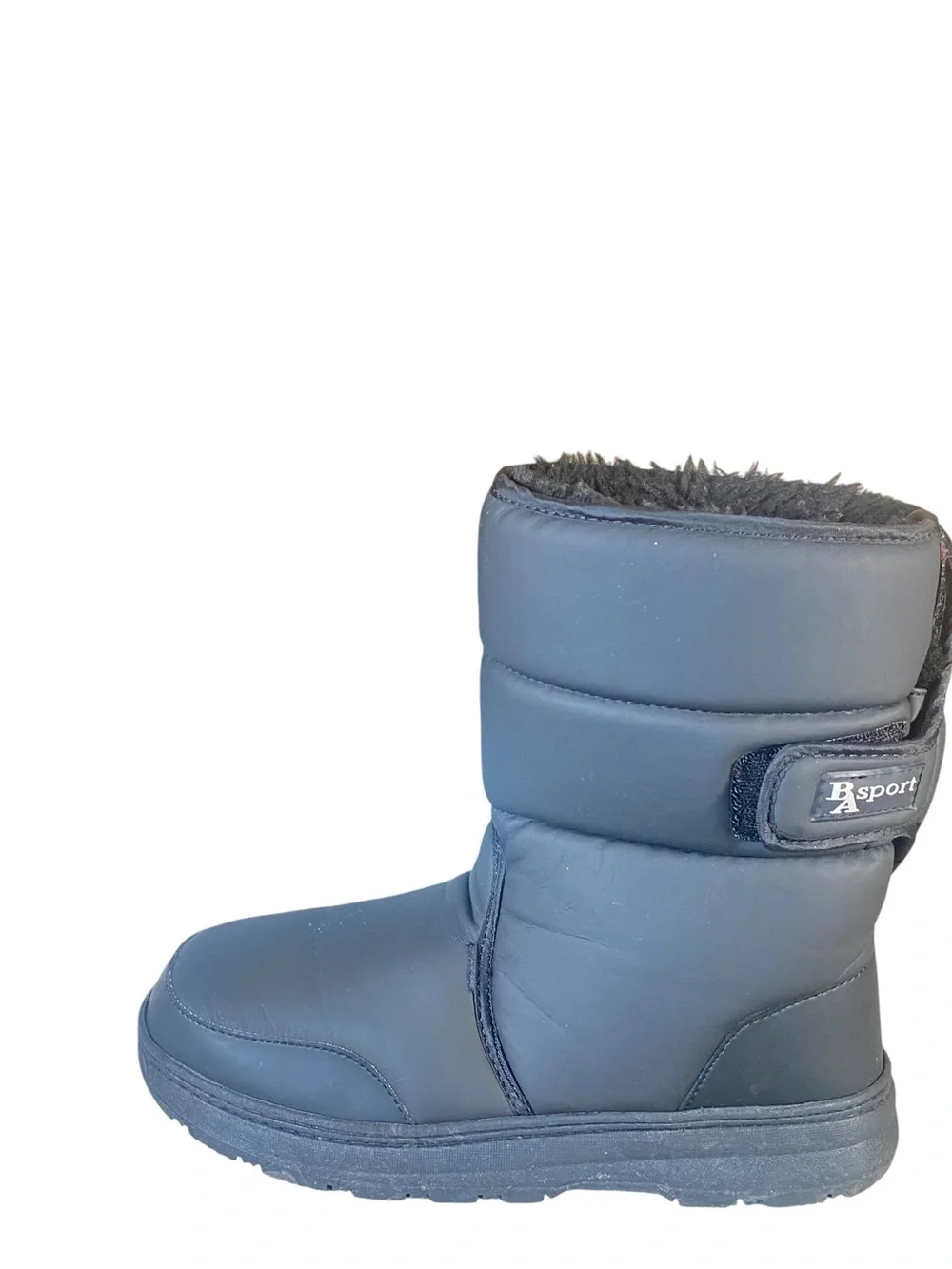 BA Sport Black Puffer Snow Boots Faux Fur Trim Style Travler SZ 11 Rear Closure